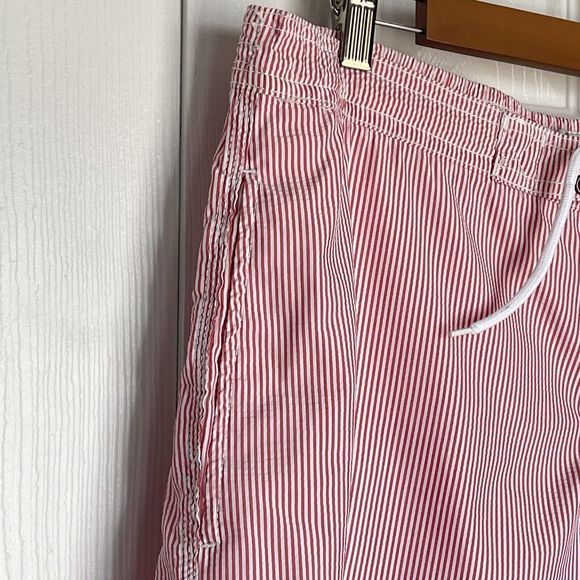 Trunks Surf Swim Co Mens XXL Red White Striped Seersucker Swim Board Shorts - Picture 13 of 16